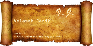 Valasek Jenő névjegykártya
